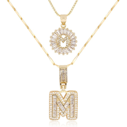 2pc 14k Diamond Letter Initial Necklaces