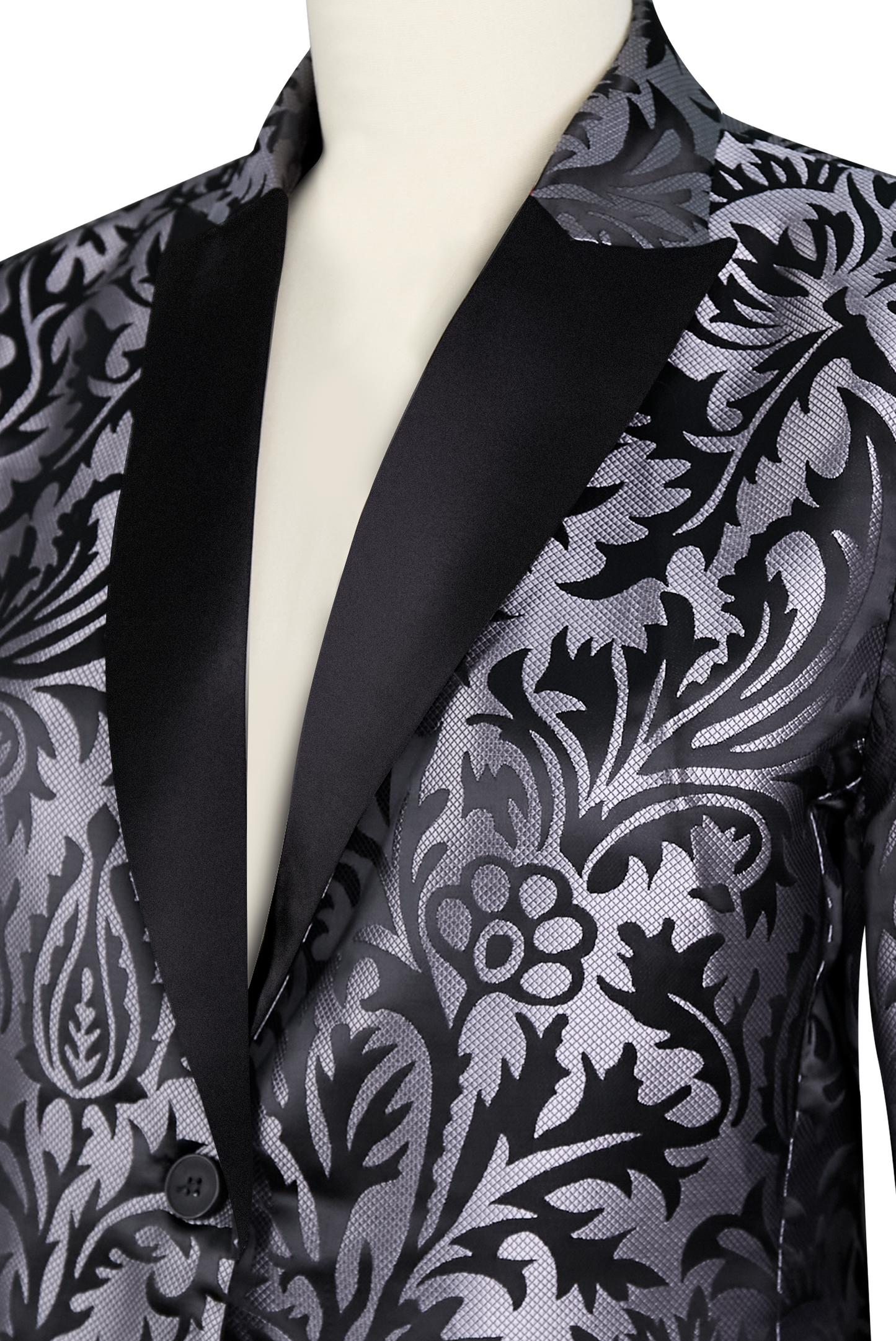 Luxury Black and Silver Floral Jacquard Blazer