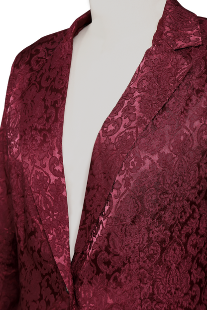 Noble Burgundy Jacquard Satin Blazer
