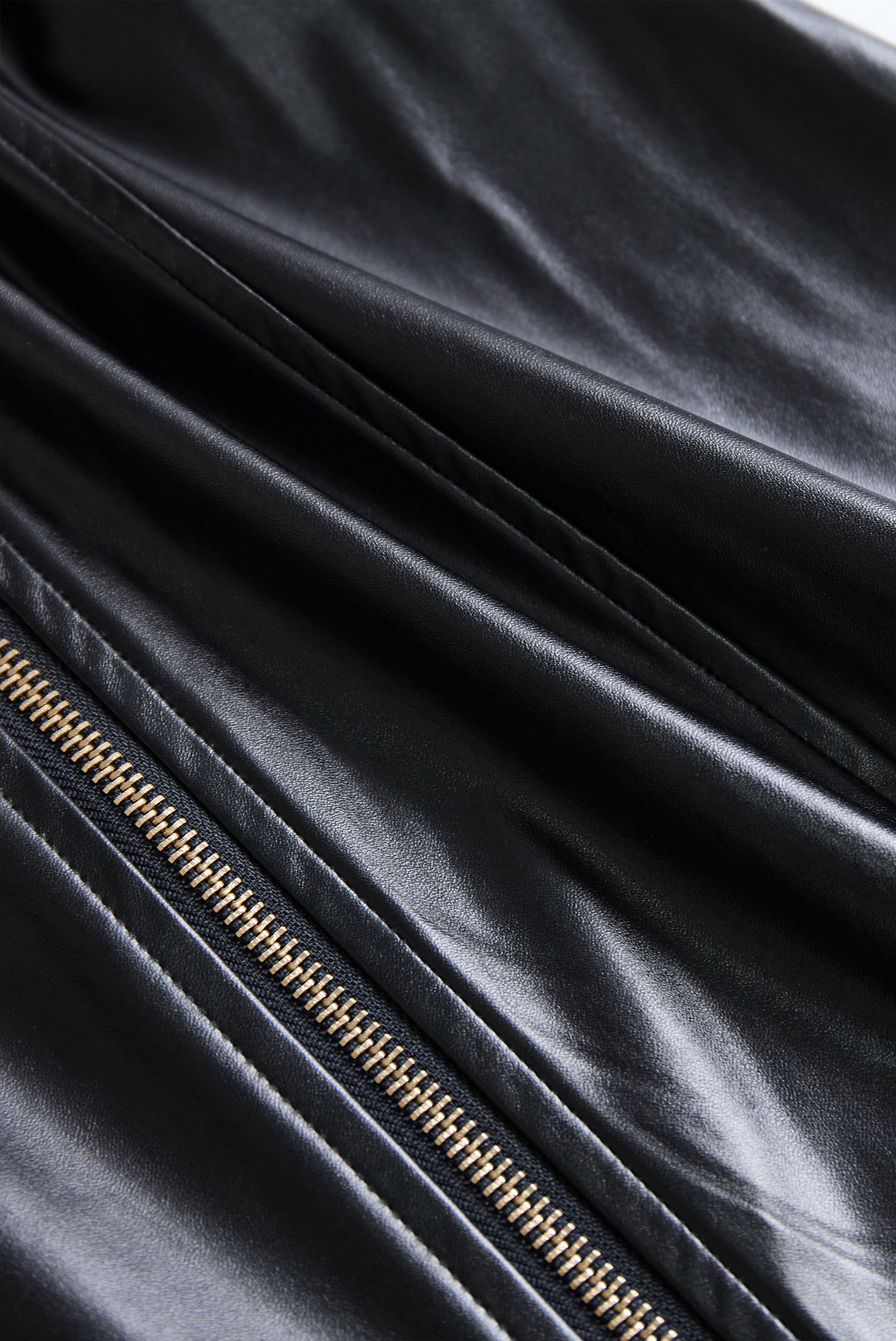 Edgy Black Zip-Front Faux Leather Dress