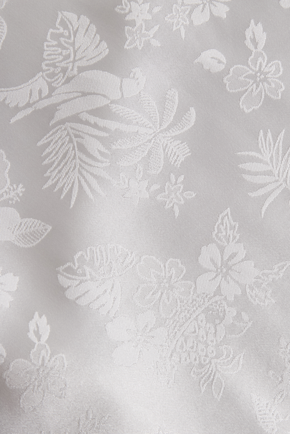 Elegant Ivory Satin Jacquard Shirt