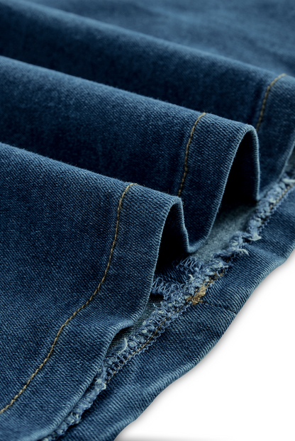 Vibrant Blue Halter Denim Mini Dress