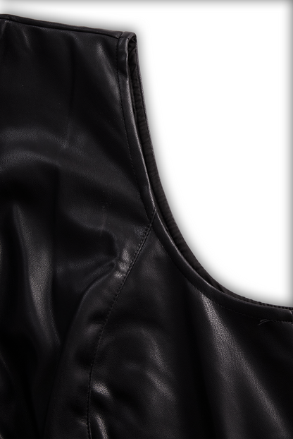 Sleeveless Faux Leather Zippered Romper