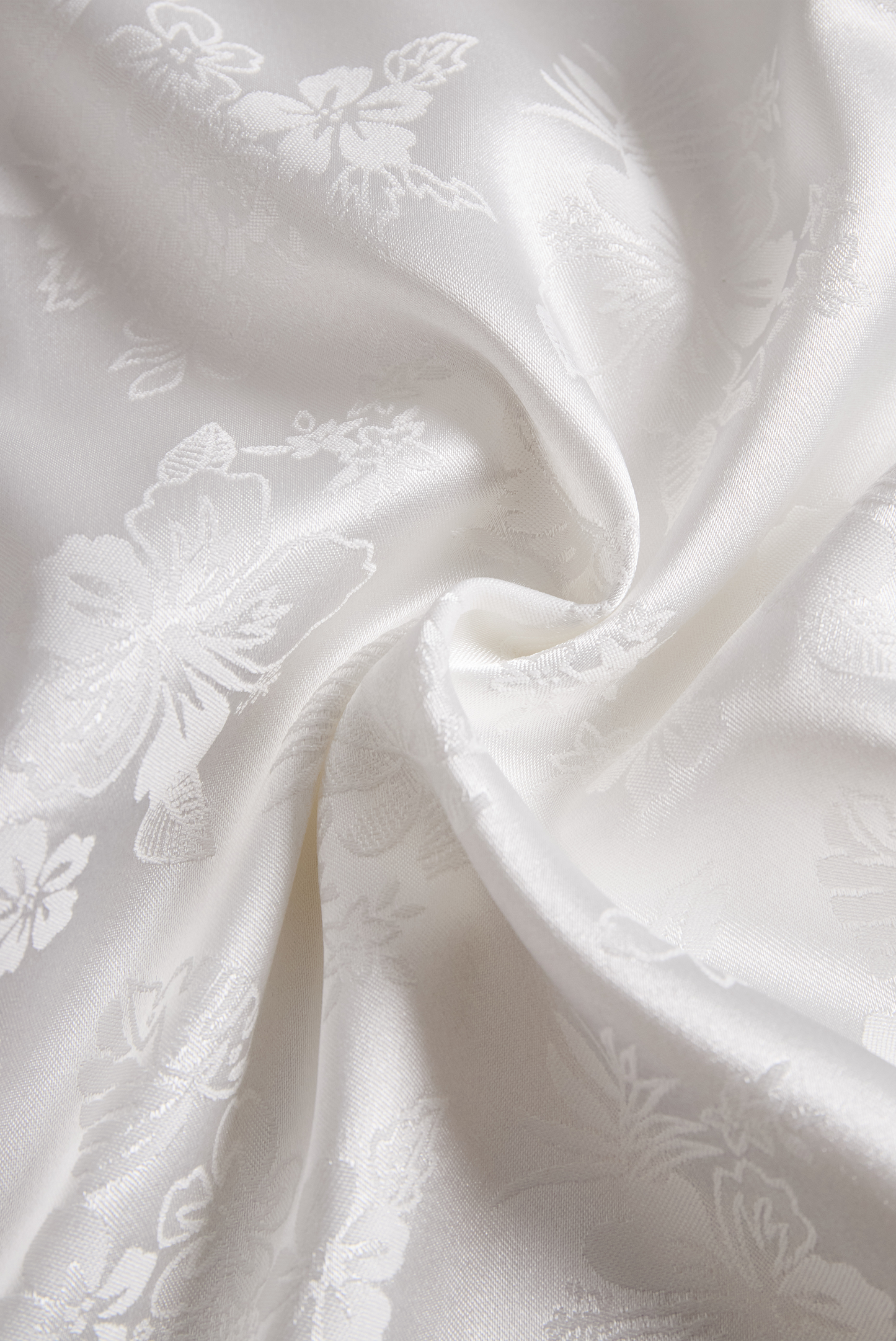 Elegant Ivory Satin Jacquard Shirt