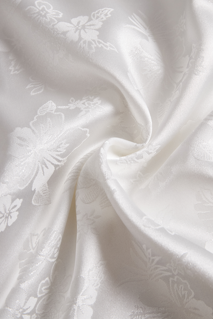 Elegant Ivory Satin Jacquard Shirt