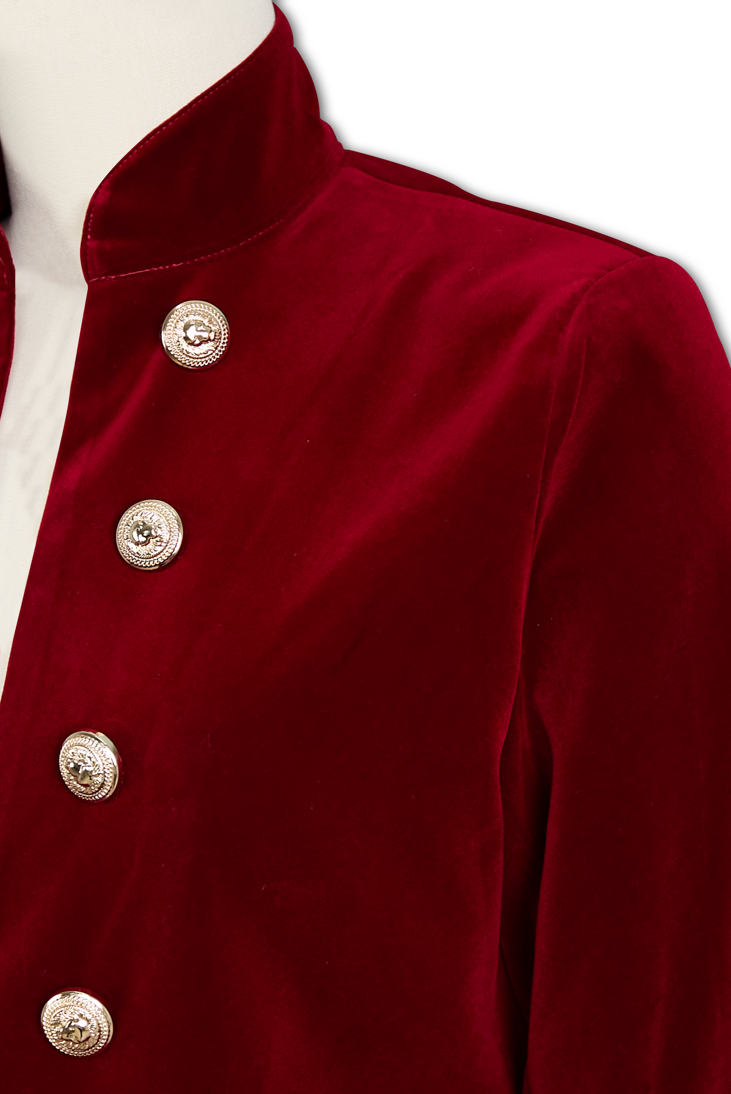 Chic Velvet Jacket with Bold Gold Accents