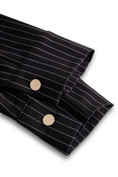 Classic Black Pinstripe Shirt Dress