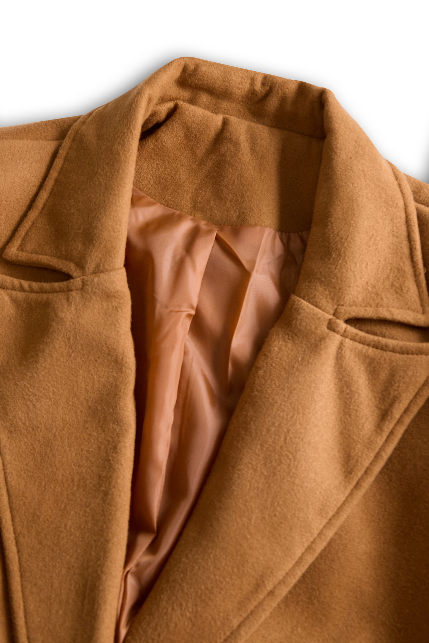 Classic Camel Wool Trench Coat with Belted Silhouette
