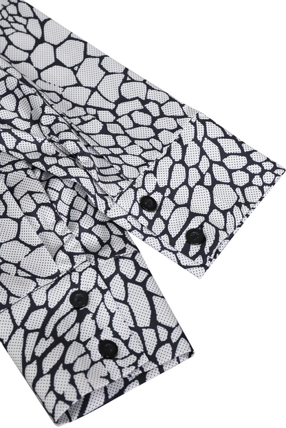 Modern Satin Printed Blouse with Classic Snake Pattern Elegance