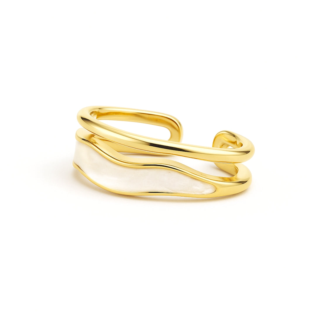 Adjustable White & Gold Ring