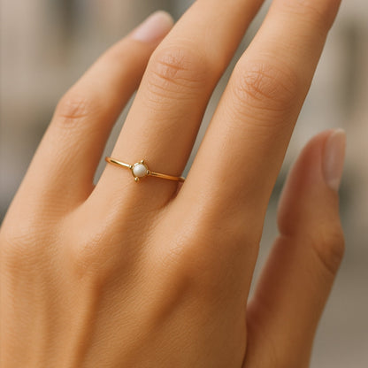 White Stone Gold Ring