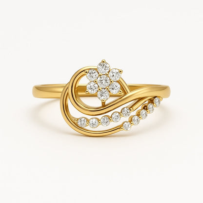 Crystal Flower Signature Gold Ring