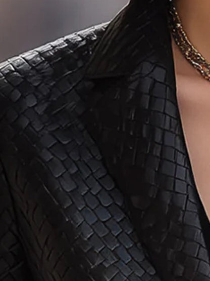 Black Woven Leather Blazer