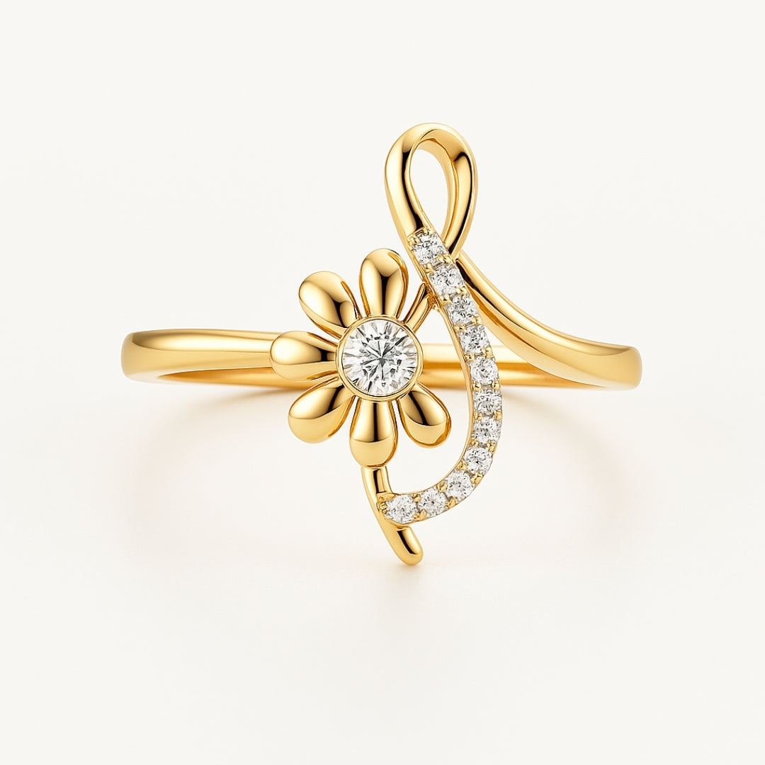 Crystal Blossom Signature Gold Ring
