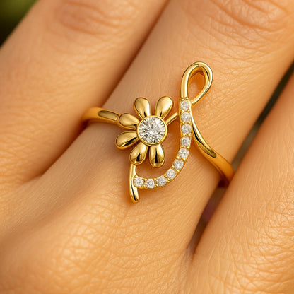 Crystal Blossom Signature Gold Ring