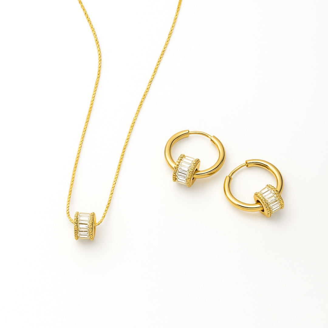 Crystal Hoop Gold Set