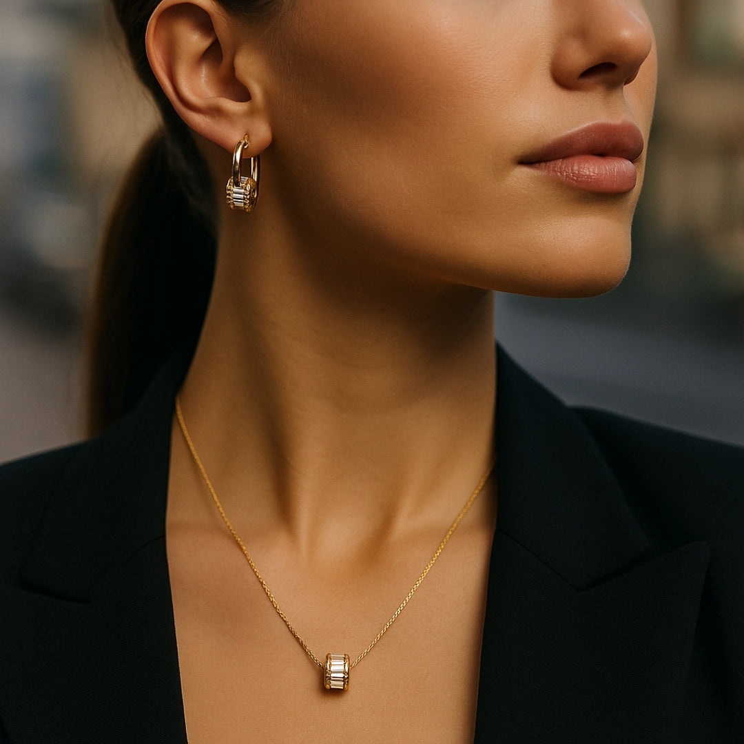 Crystal Hoop Gold Set