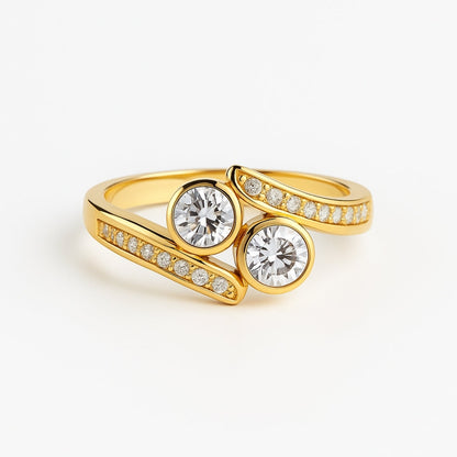 Rounded Crystals Orbit Gold Ring