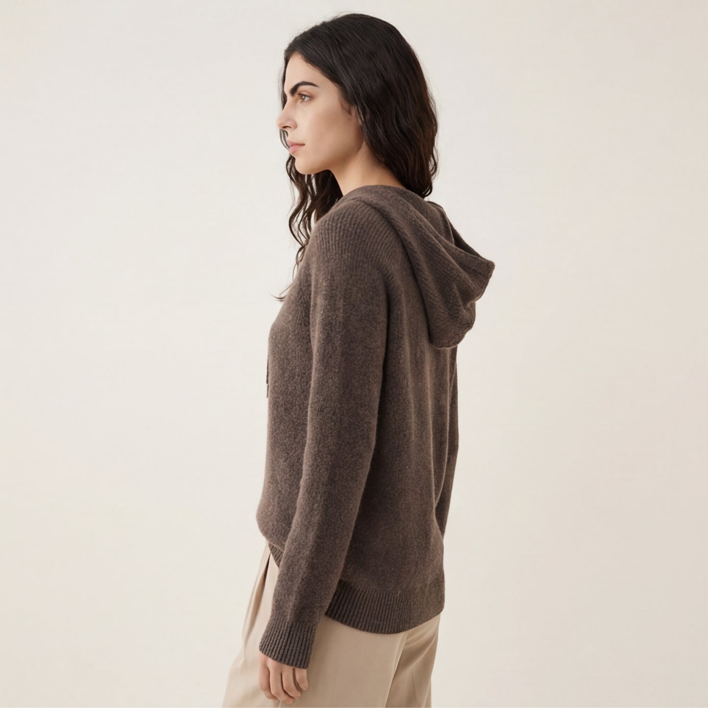 Women's Cashmere Wool Knit Sweater with Hood