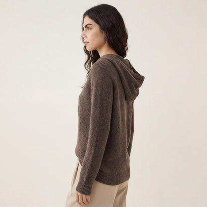 Women's Cashmere Wool Knit Sweater with Hood