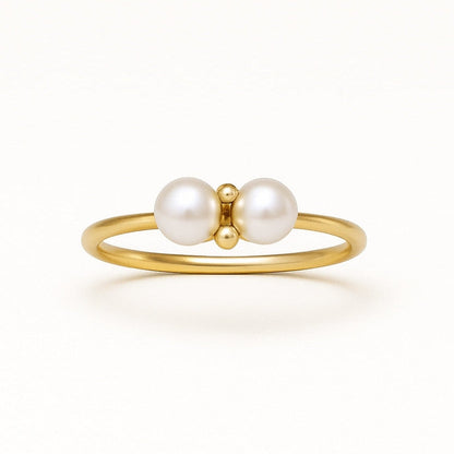 Double Pearl Fine Gold Ring