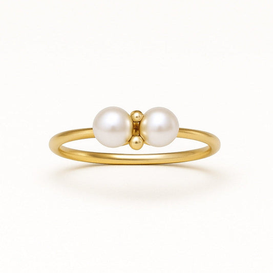 Double Pearl Fine Gold Ring