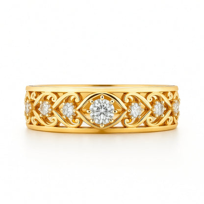Hollow Zirconia Fine Gold Ring