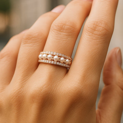 Pearl Zirconia Rose Ring