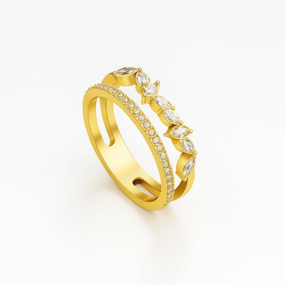 Floral Glass Gold Ring