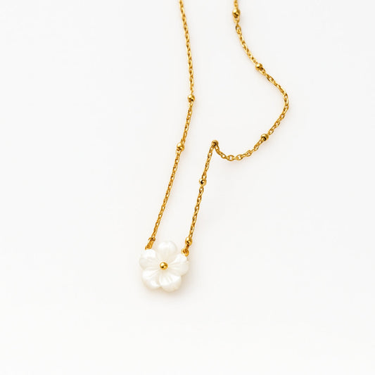 White Petal Gold Necklace
