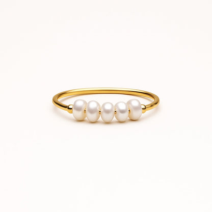 Small Pearl Trail Gold Ring -