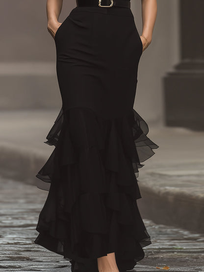 Modern Elegance Sleeveless Black Maxi Dress With Statement Waist Belt