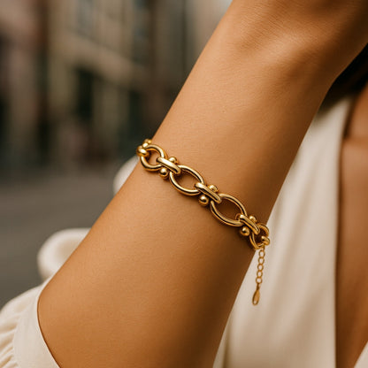 Adjustable Gold Oval Chain Bracelet