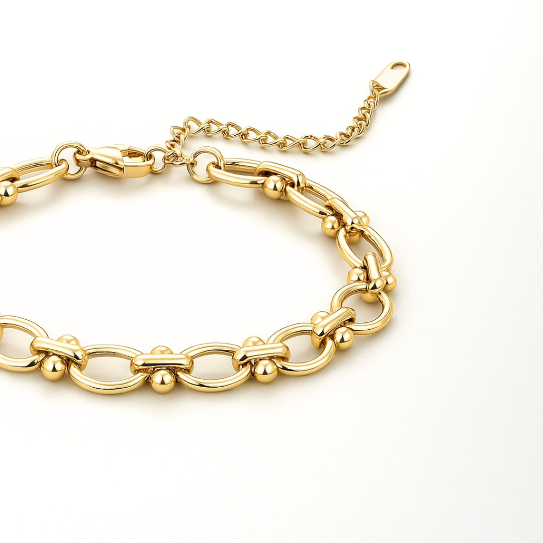 Adjustable Gold Oval Chain Bracelet