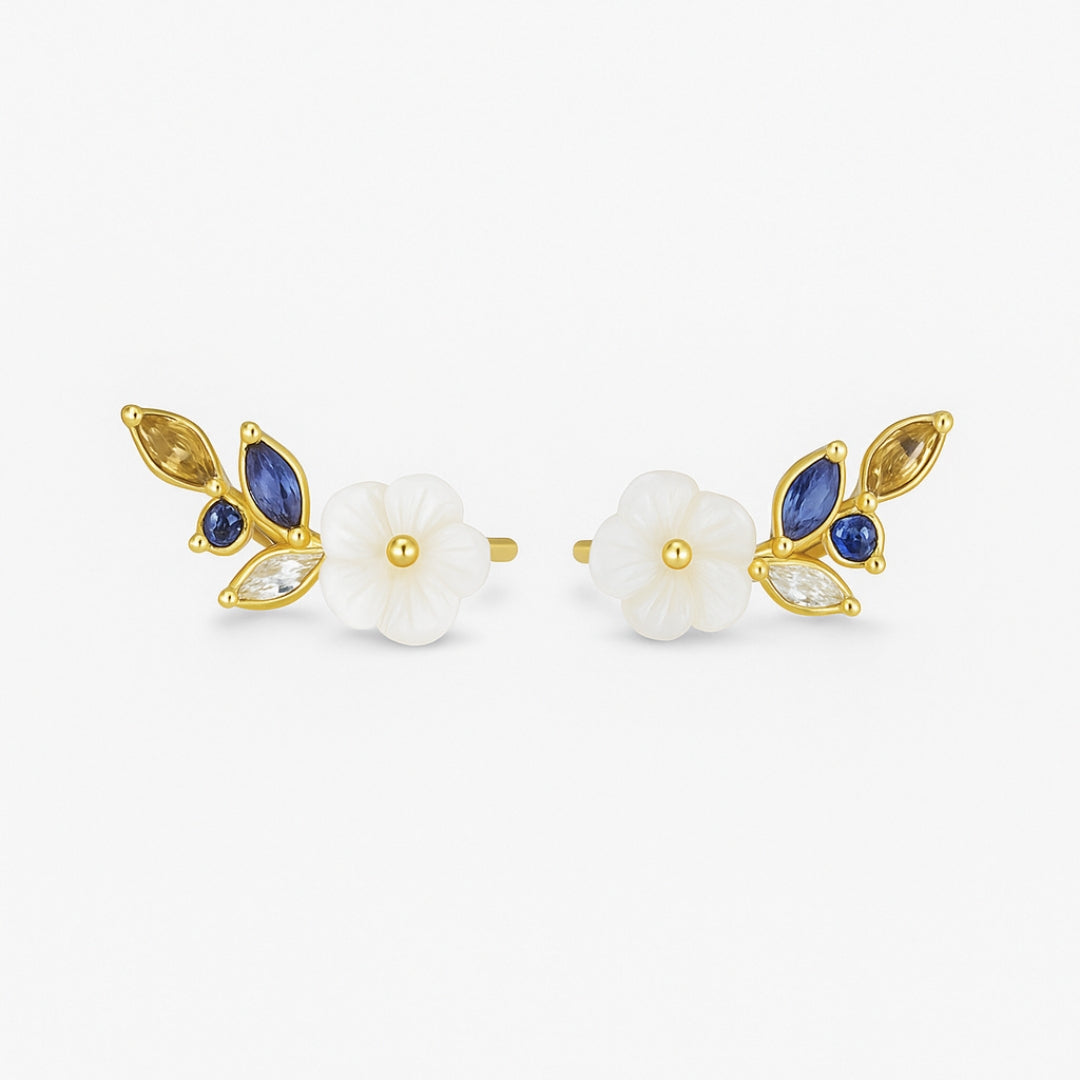 Floral Golden Stud Earrings