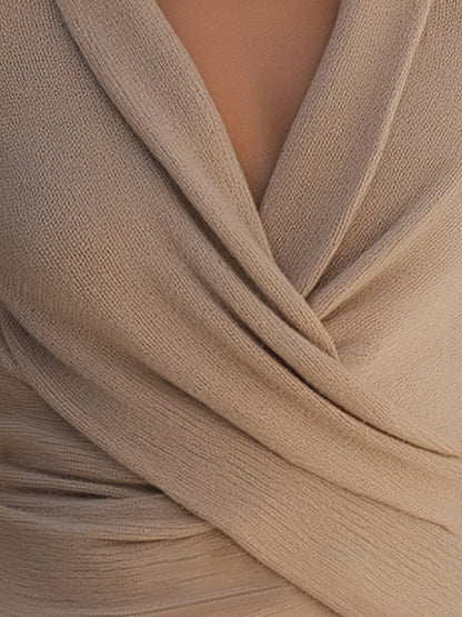Taupe Draped Knit Wrap Top