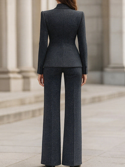 Midnight Blue Textured Double-Breasted Suit