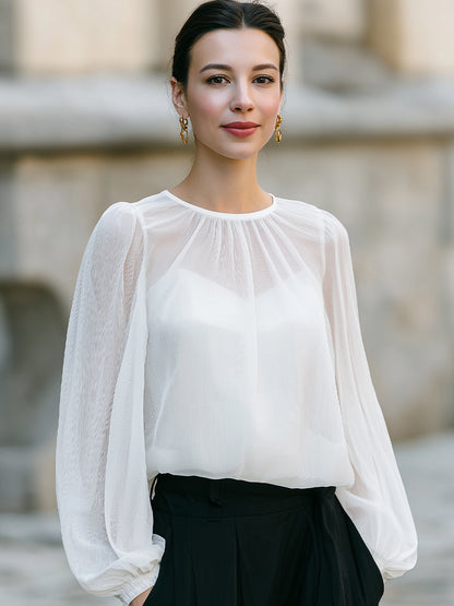 White Chiffon Blouse– Airy Elegance For Timeless Versatility