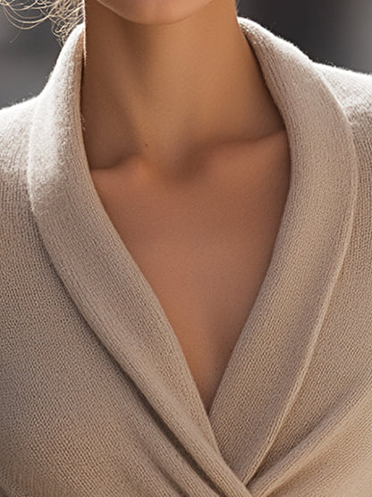 Taupe Draped Knit Wrap Top
