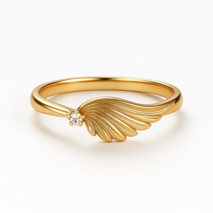 Angel Cast Crystal Gold Ring