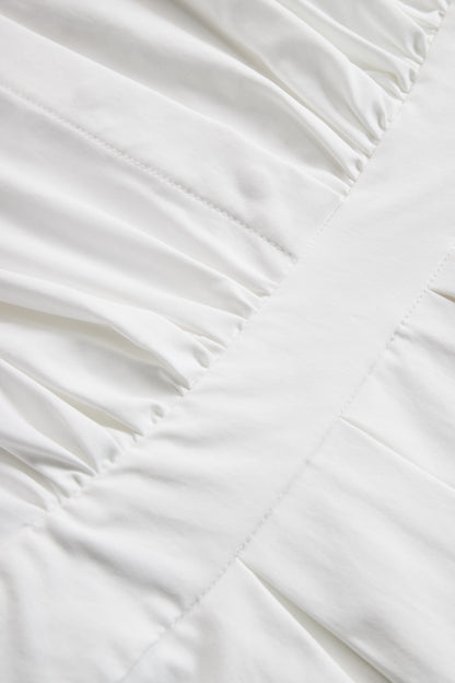 Elegant Plain Belted Shirt Dress With Pleated Skirt