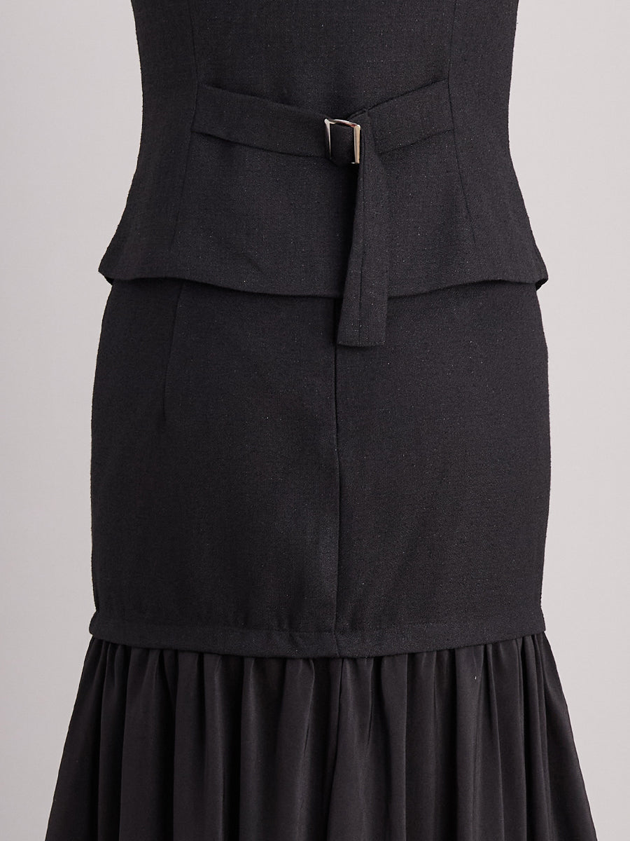 Pearl Button Vest And Maxi Skirt Two-Piece Set