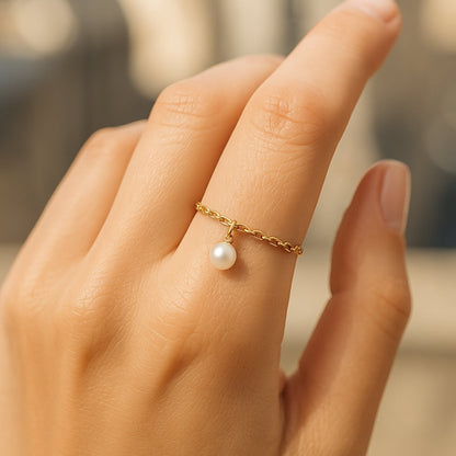 Pearl Chain Gold Ring