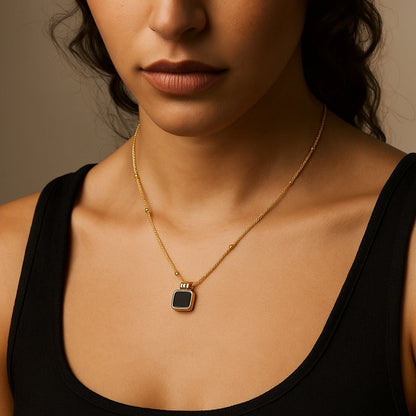Black Stone Gold Necklace