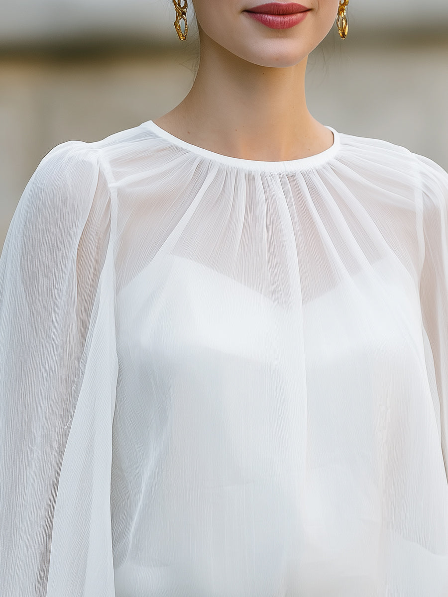White Chiffon Blouse– Airy Elegance For Timeless Versatility