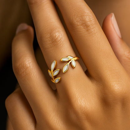 Adjustable Fern Gold Ring