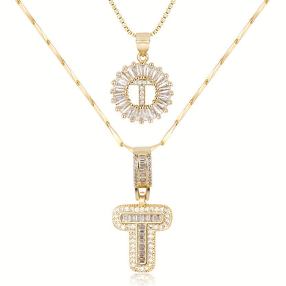 2pc 14k Diamond Letter Initial Necklaces