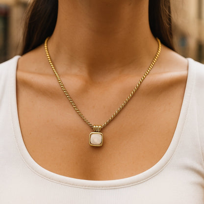 White Stone Gold Necklace