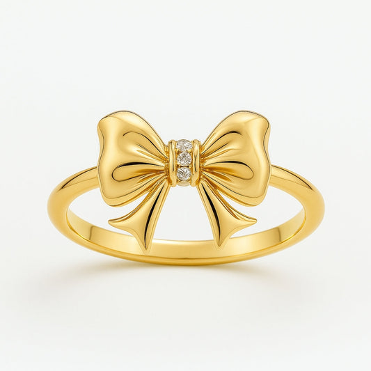 Golden Bow Crystal Ring