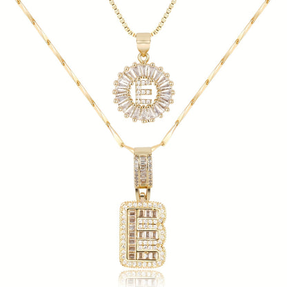 2pc 14k Diamond Letter Initial Necklaces